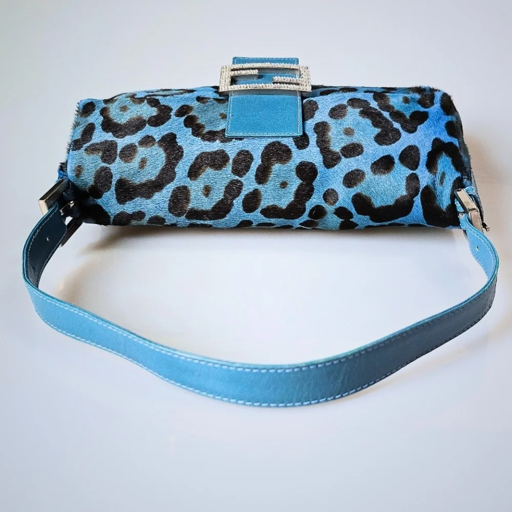 *SOLD**Fendi Baguette Pony Hair Leopard Print with Crystal Detail - Picture 9 of 15
